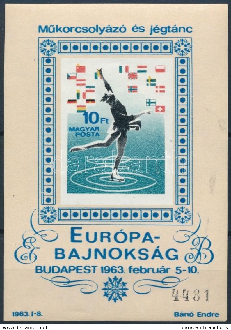 ** 1963 Műkorcsolyázó és Jégtánc Európa-Bajnokság Vágott Blokk (16.000) - Otros & Sin Clasificación