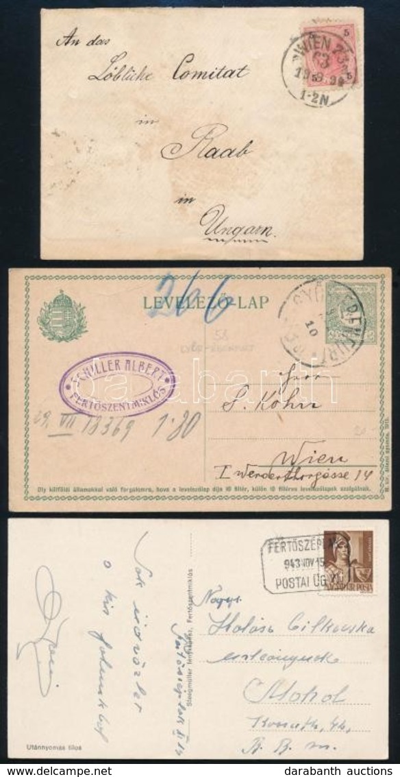 1894-1943 3 Db Klf Küldemény, Közte Mozgóposta, Postaügynökségi Bélyegzés - Otros & Sin Clasificación