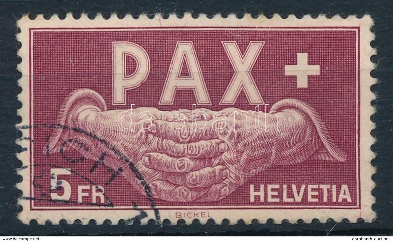 O 1945 Svájc Pax 5Fr  (Mi EUR 360.-) (gyűrődés / Crease) - Otros & Sin Clasificación