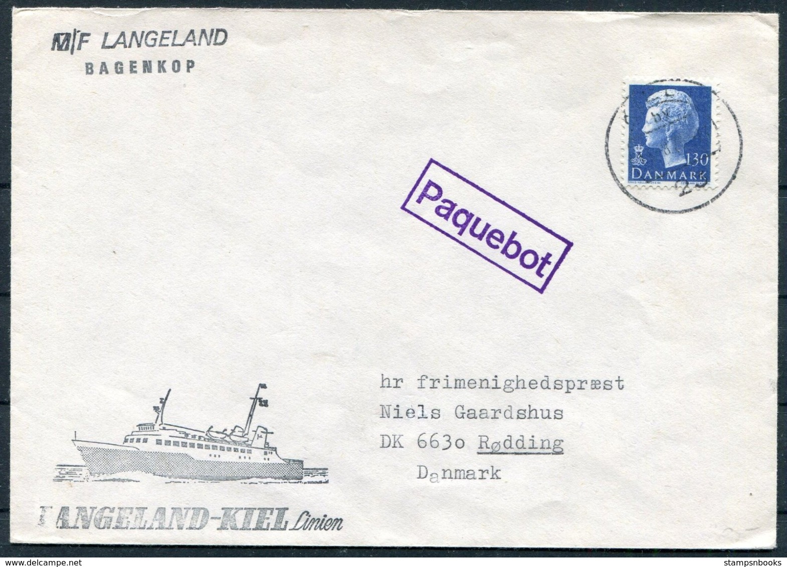 Denmark M/F LANGELAND Ship PAQUEBOT Cover - Covers & Documents