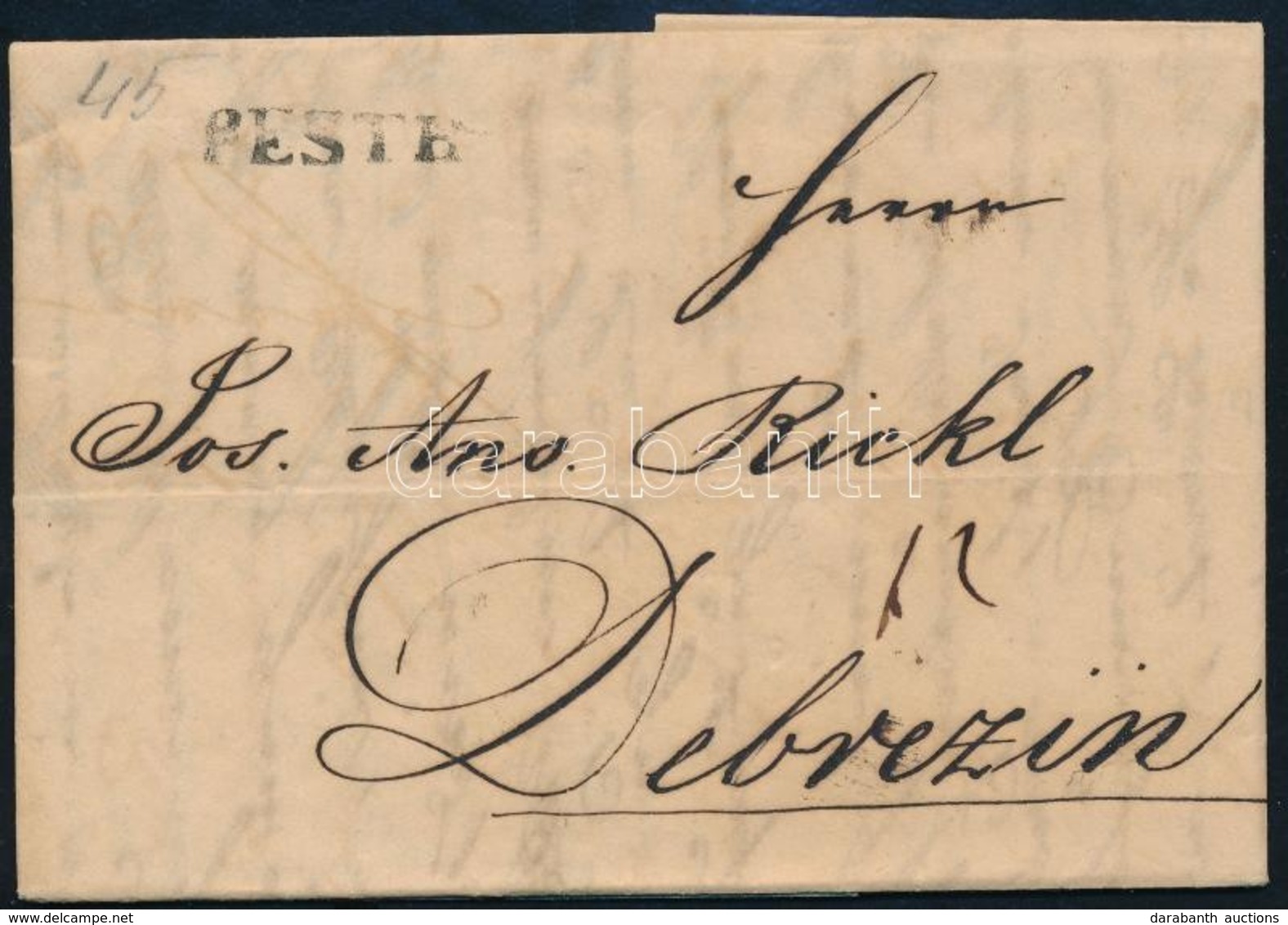 1845 Portós Levél 'PESTH' - 'DEBRECZEN' - Other & Unclassified