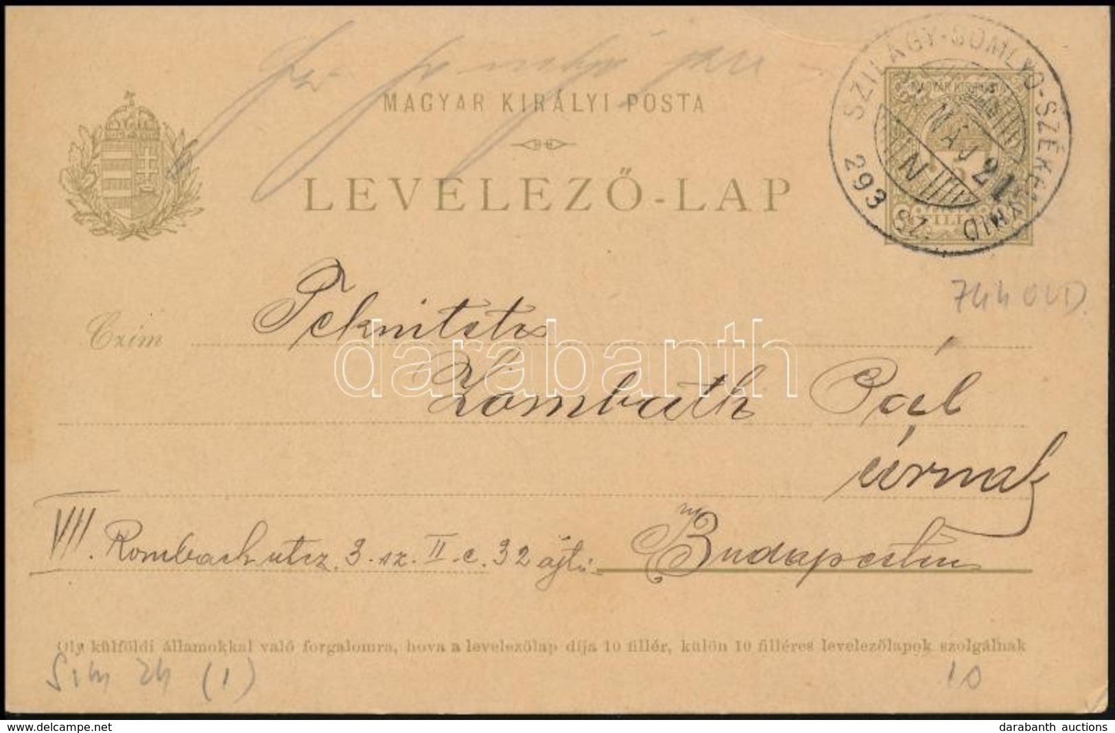 1903 Levelezőlap 'SZILÁGY-SOMLYÓ-SZÉKELYHÍD' Mozgóposta Bélyegzéssel - Otros & Sin Clasificación