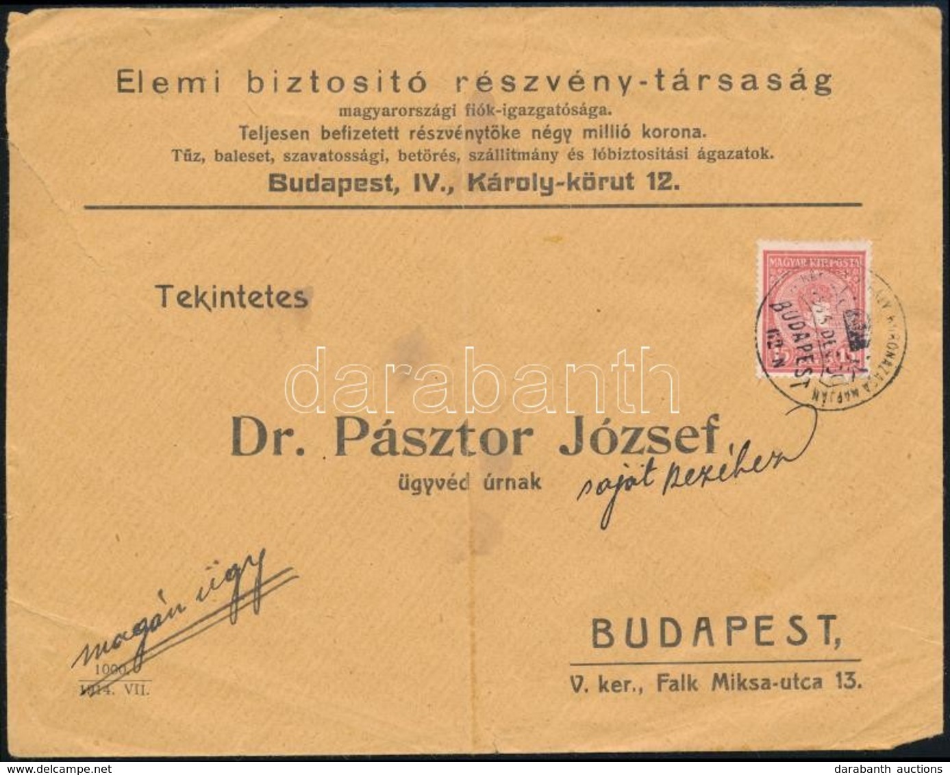 1916 Budapest Helyi Levél 15f Koronázás Bélyeggel és Károly Koronázási Pecséttel - Otros & Sin Clasificación