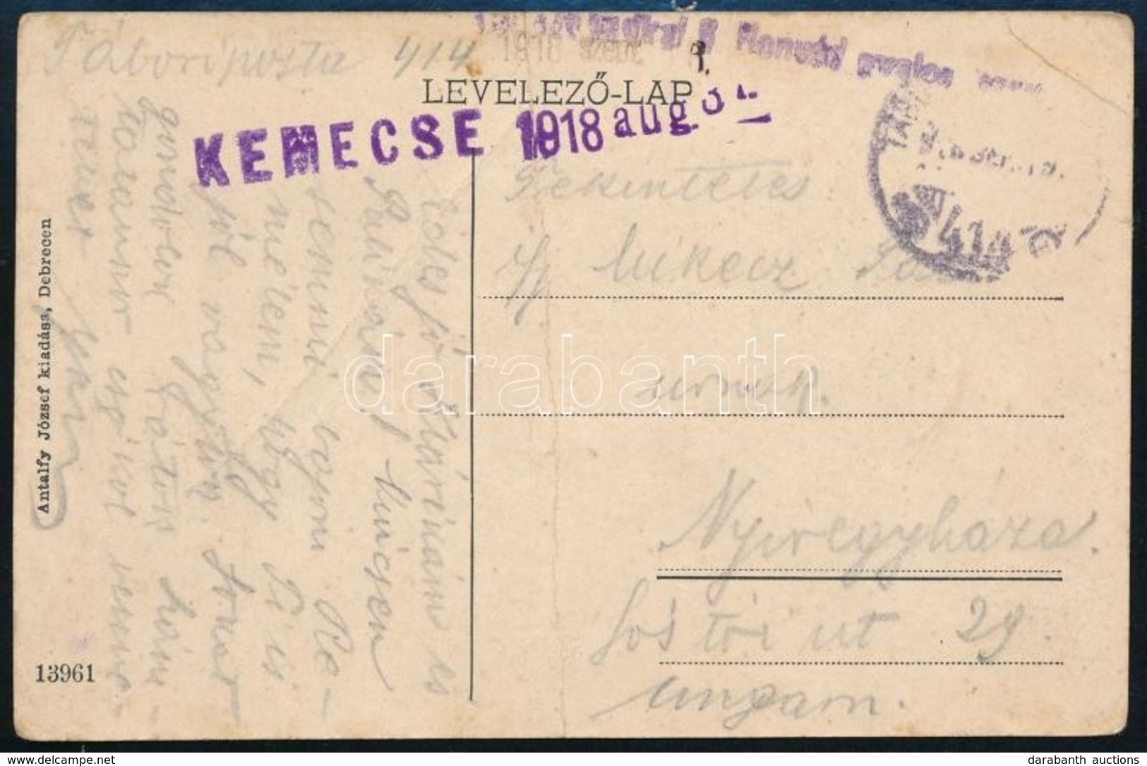 1918 Tábori Posta Képeslap 'KEMECSE' + 'TP 414' (hajtott, Sérült / Folded) - Otros & Sin Clasificación