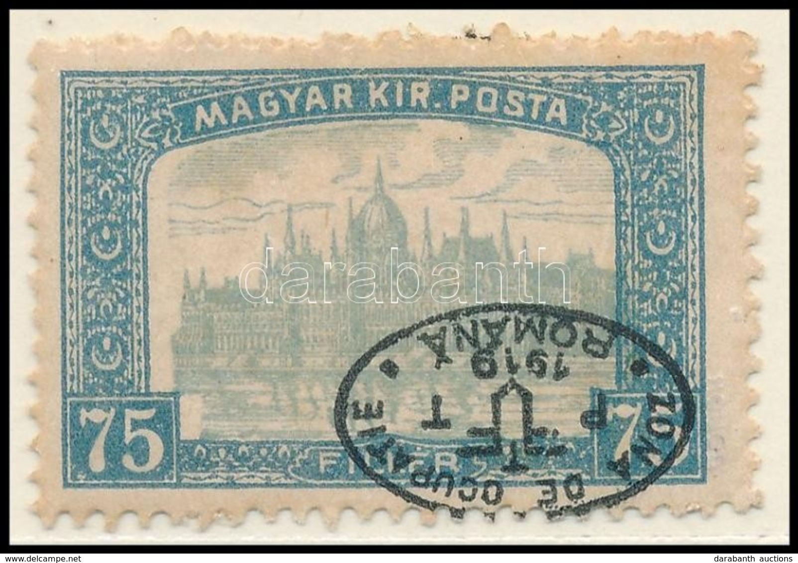 * Debrecen I. 1919 Parlament 75f Fordított Felülyomással / Mi 27 Inverted Overprint. Signed: Bodor - Otros & Sin Clasificación