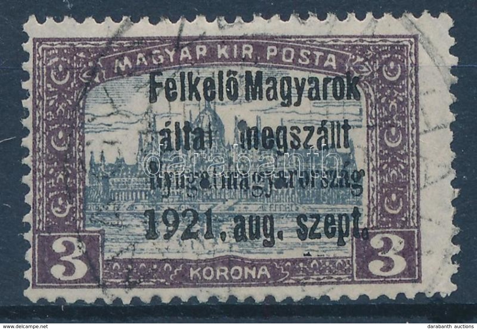 O Nyugat-Magyarország I. 1921 Parlament 3K Hármaslyukasztással és Bodor Vizsgálójellel (**30.000) - Otros & Sin Clasificación