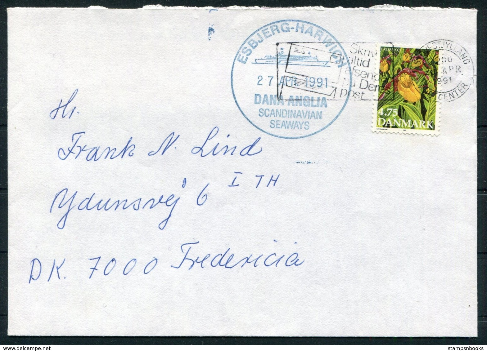 1991 Denmark DANA ANGLIA Scandinavian Seaways Ship Cover. Esbjerg - Harwich - Storia Postale