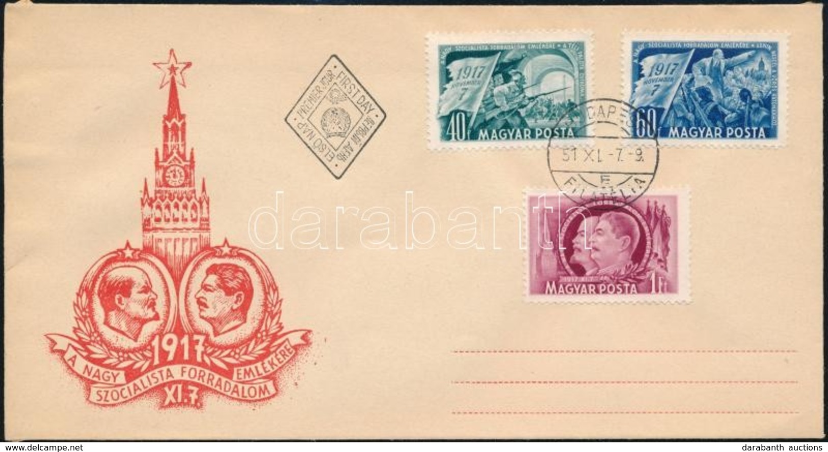 1951 Nagy Októberi Szocialista Forradalom (II.) Sor FDC-n - Otros & Sin Clasificación