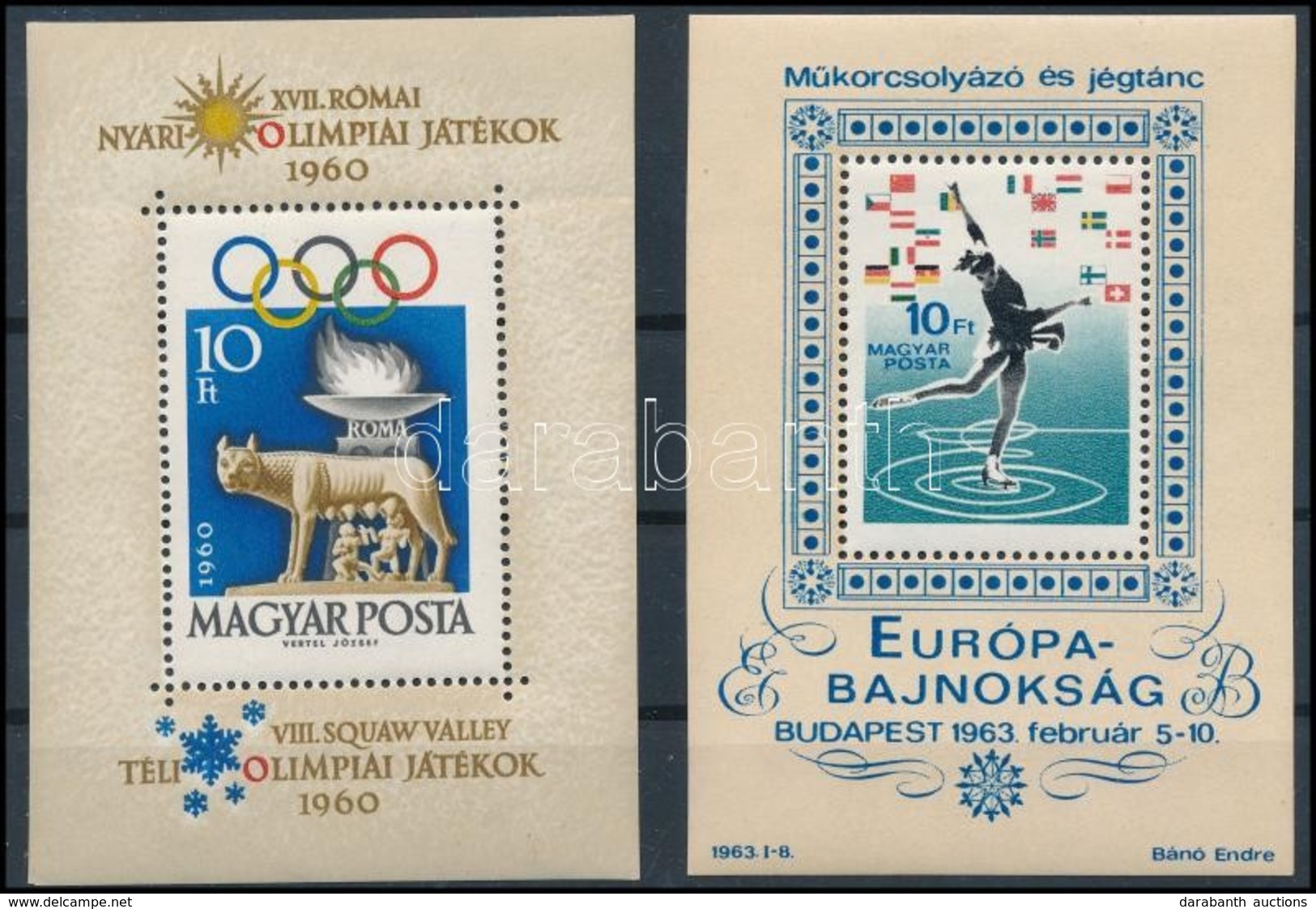 ** 1960 Római Olimpia + 1963 Műkorcsolya Blokkok - Otros & Sin Clasificación