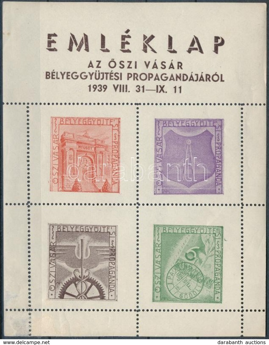 ** 1939/3a Őszi Vásár Bélyeggyűjtési Propaganda Emlékív (bal Alsó Sarkánál Betapadás, Horzsolás) (12.500) - Otros & Sin Clasificación