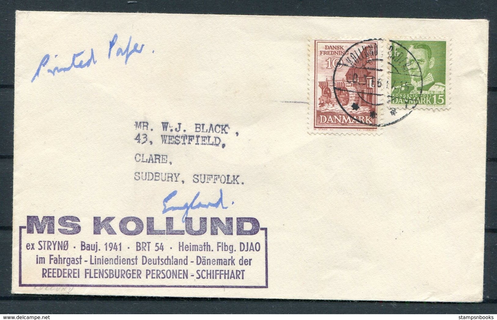 1966 Denmark MS KOLLUND Ship Cover - Storia Postale