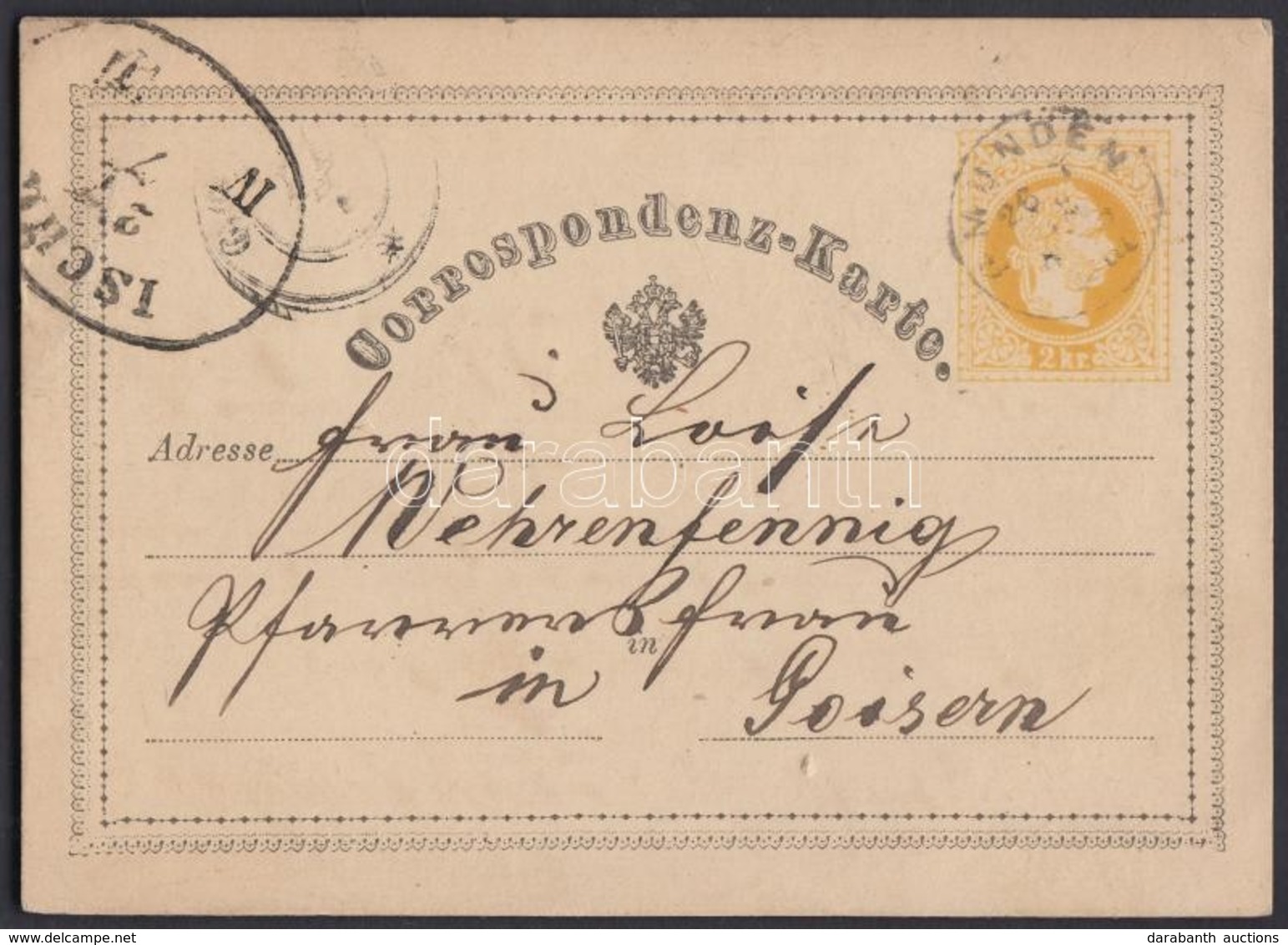 1872 Díjjegyes Levelezőlap / PS-card 'GMUNDEN' - 'ISCHL' - Goisern - Otros & Sin Clasificación