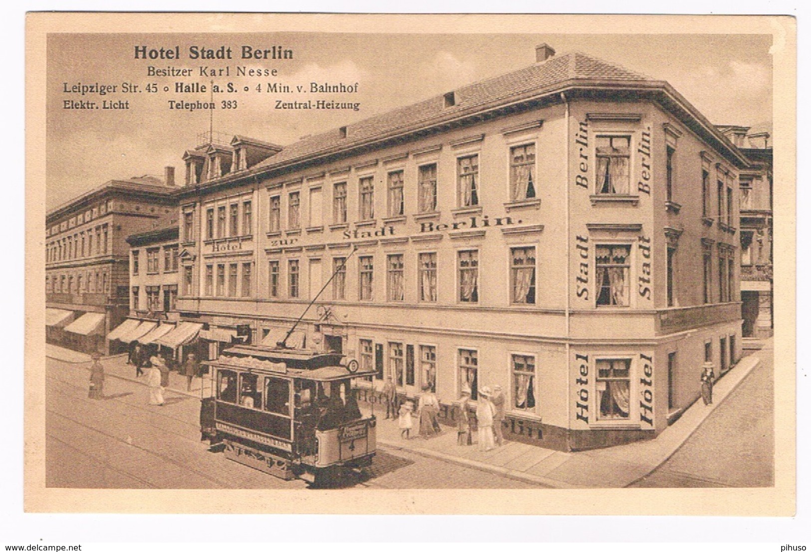 D-9898   HALLE : Hotel Stadt Berlin ( Tram ) - Halle (Saale)