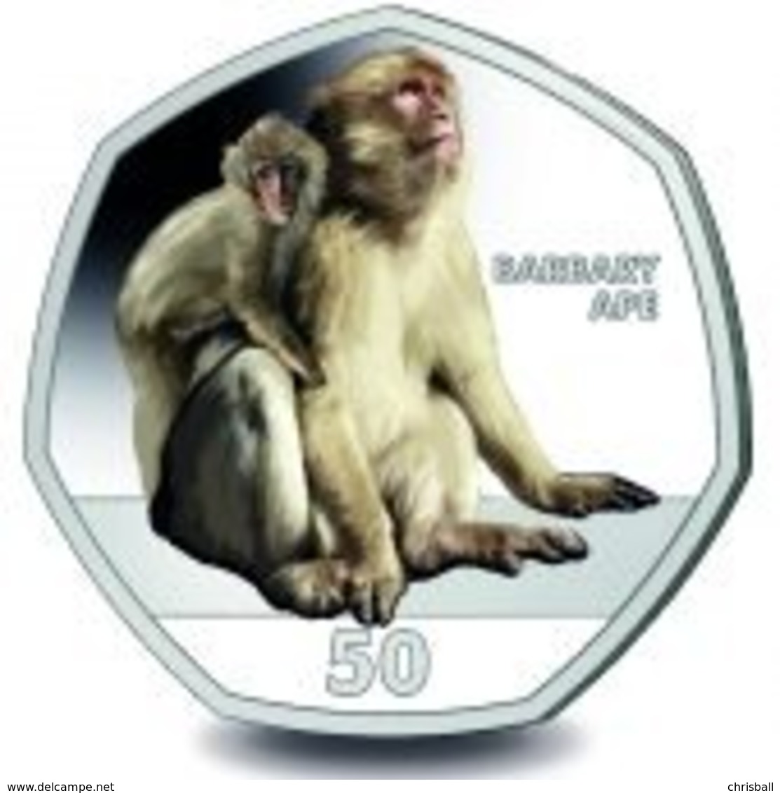 Gibraltar 50p Coin 2019 Primates 'Diamond Finish' - Gibraltar