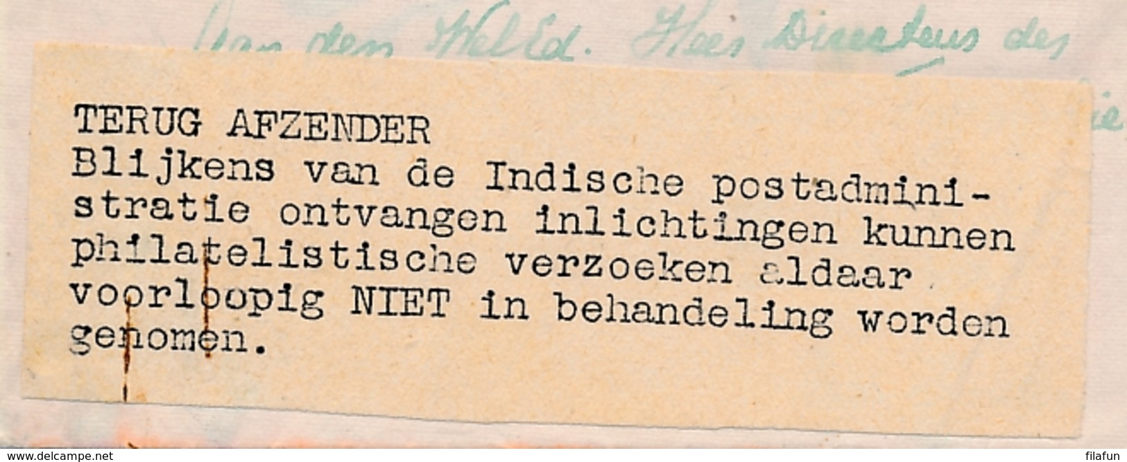 Nederland - Nederlands Indië - 1945 - Skymaster Post, Geweigerd/rejected En TERUG AFZENDER Met Strookje - Niederländisch-Indien