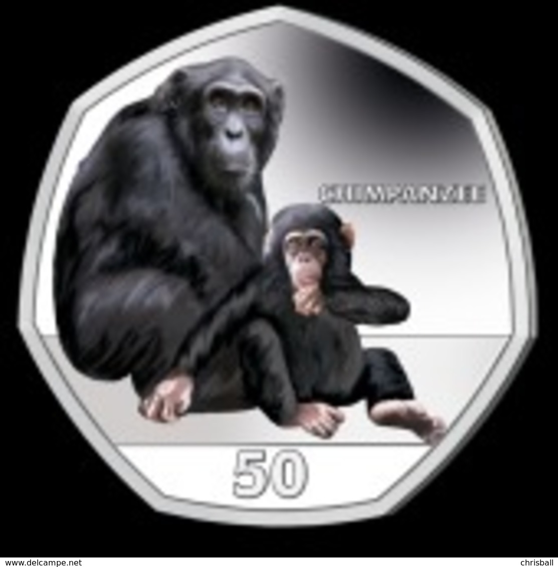 Gibraltar 50p Coin 2019 Primates 'Diamond Finish' - Gibraltar