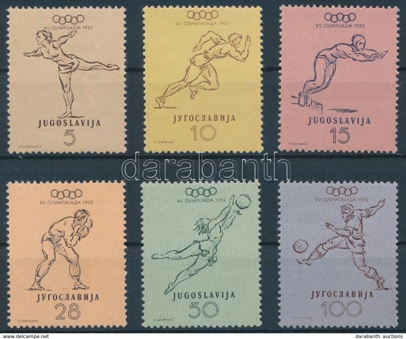 ** 1952 Nyári Olimpia, Helsinki Sor Mi 698-703 - Otros & Sin Clasificación