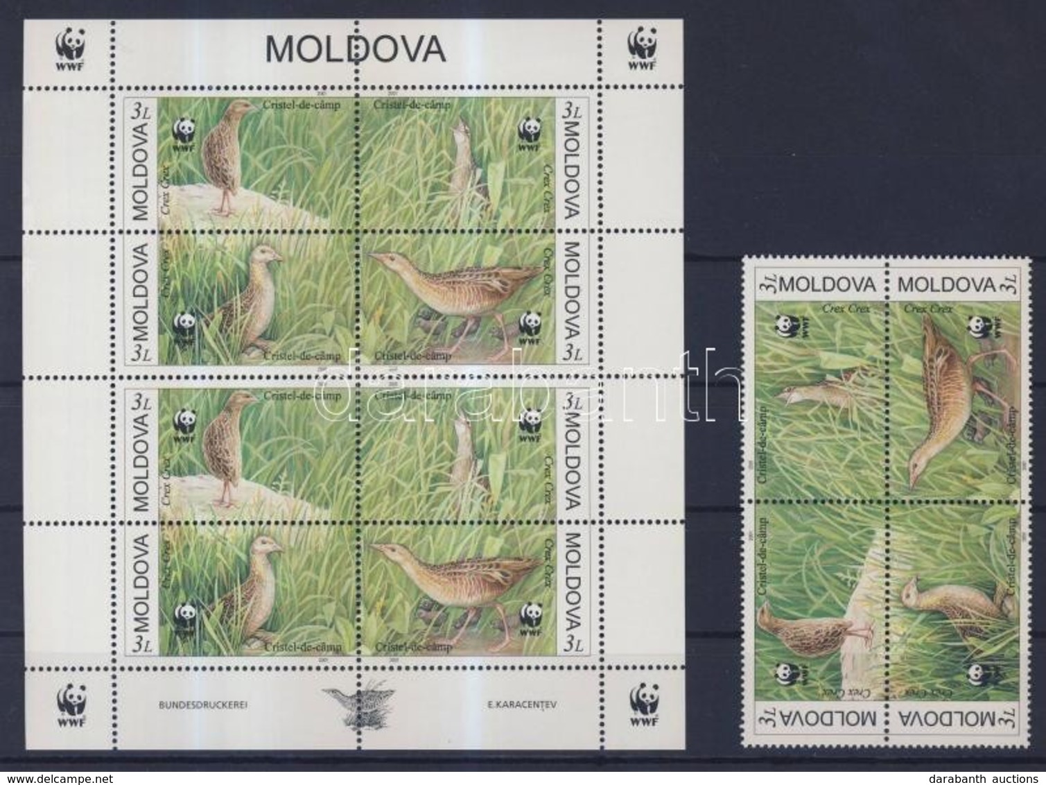 ** 2001 WWF Madarak Négyestömb Mi 379-382 + Kisív + 4 FDC - Otros & Sin Clasificación