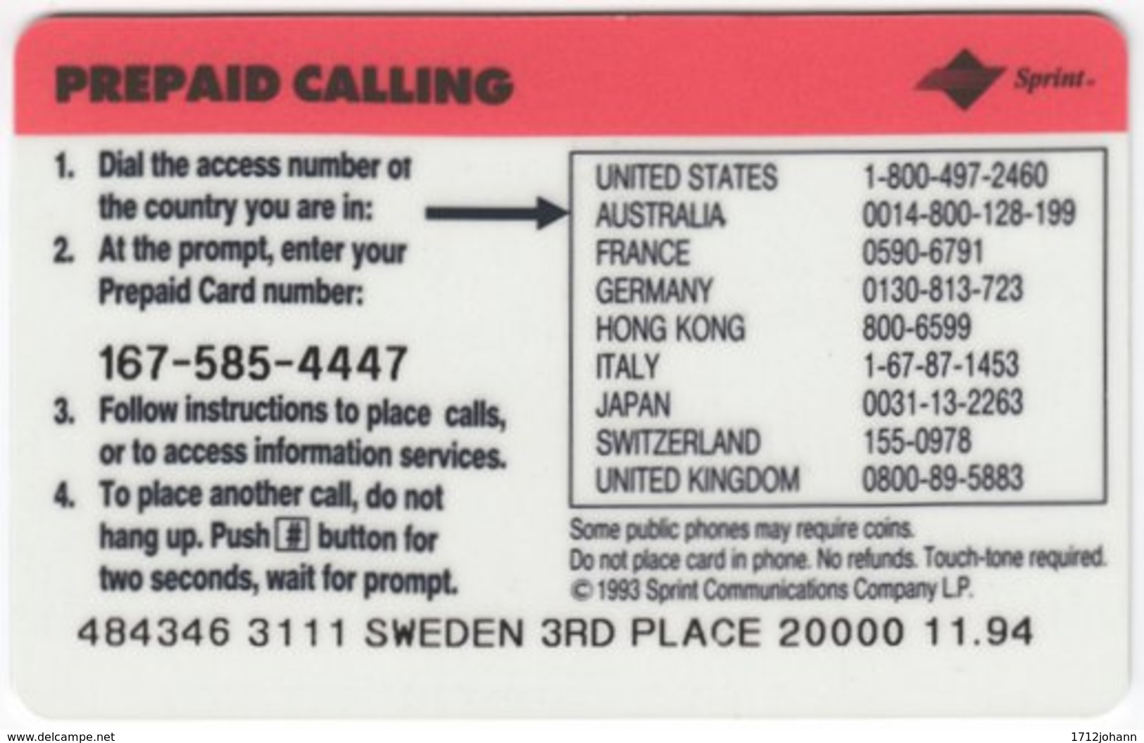 USA C-644 Prepaid Sprint - Event, Sport, Soccer, World Cup - Used - Sprint