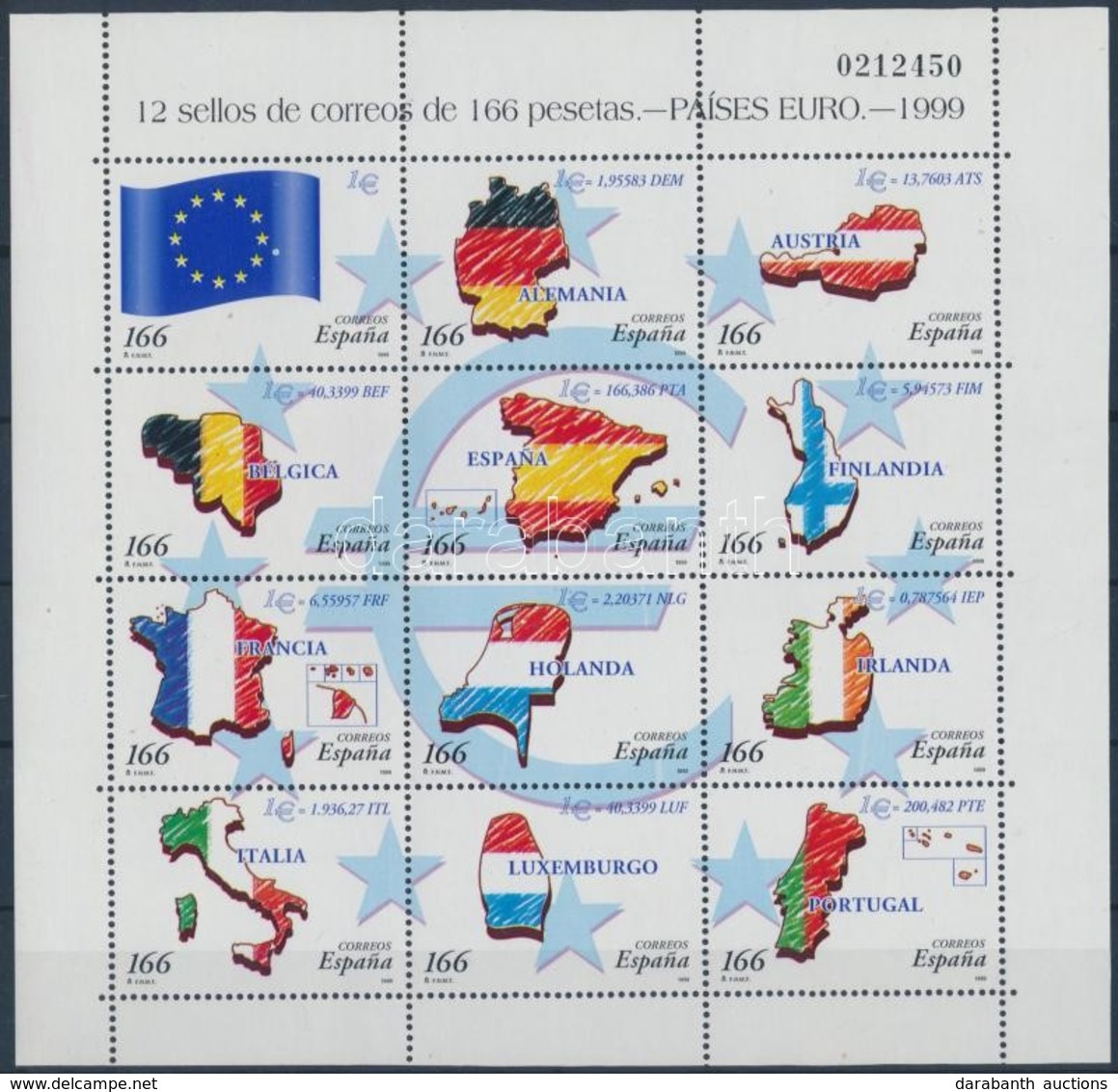 ** 1999 Az Euró Mint Fizetési Eszköz Teljes ív Mi 3466-3477 - Otros & Sin Clasificación