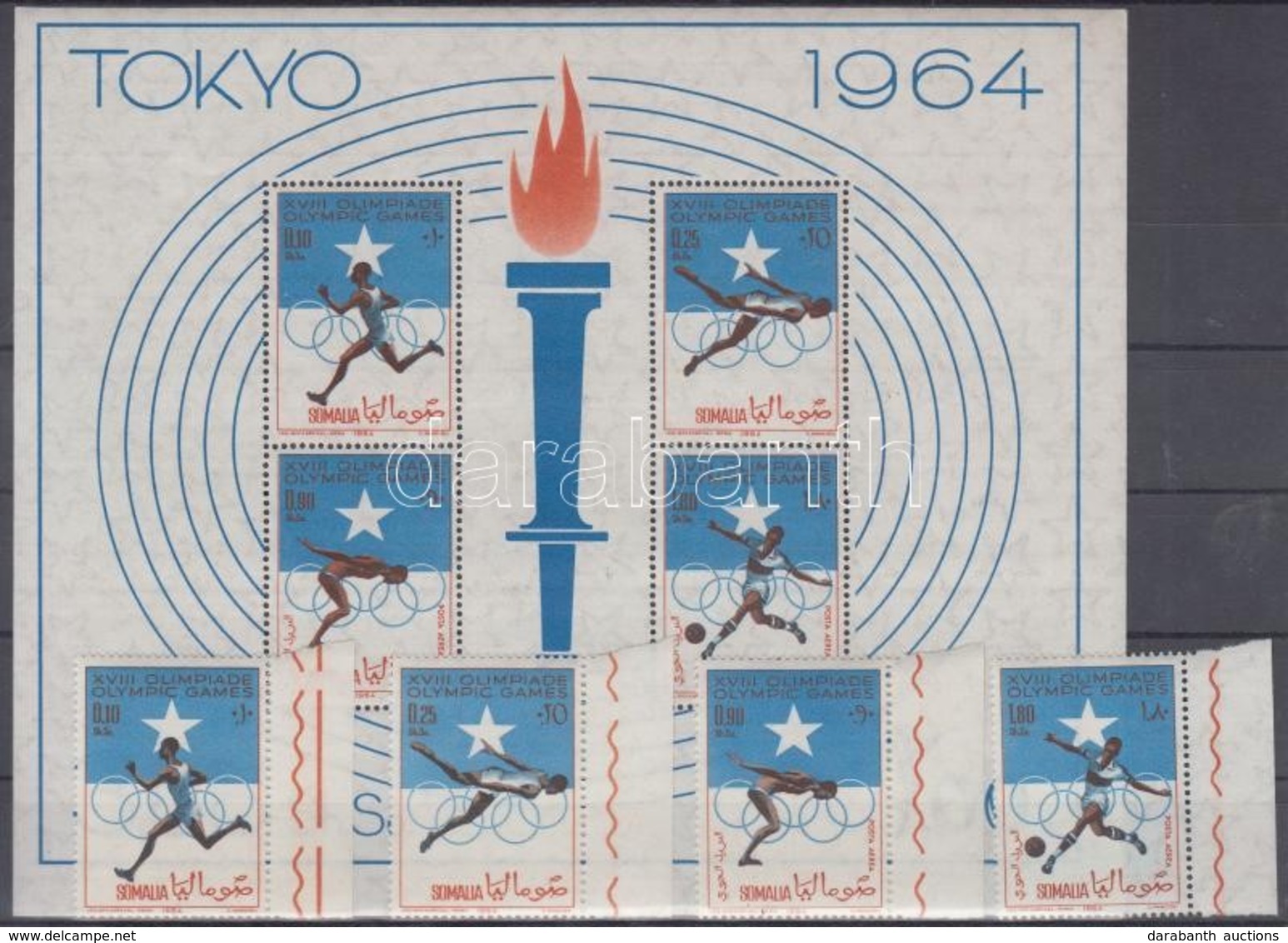 ** 1964 Nyári Olimpia, Tokió ívszéli Sor Mi 60-63 + Blokk 1 - Other & Unclassified