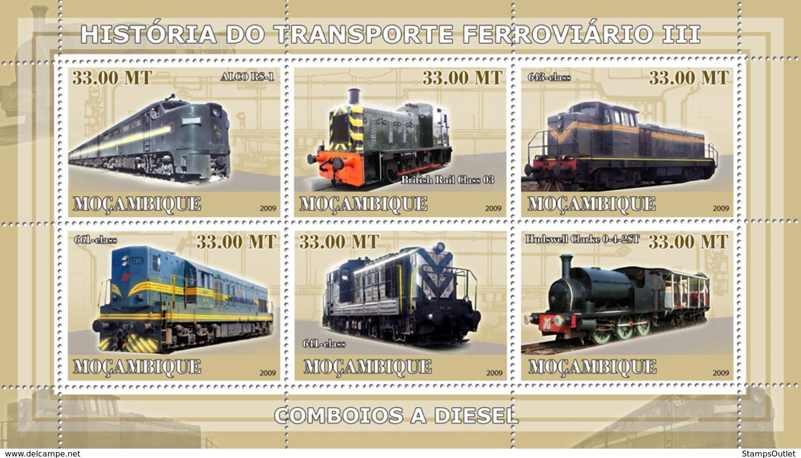 Mozambique 2009 MNH - History Of Trains III/ Diesel Trains. YT 2602-2607, Mi 3186-3191 - Mozambique