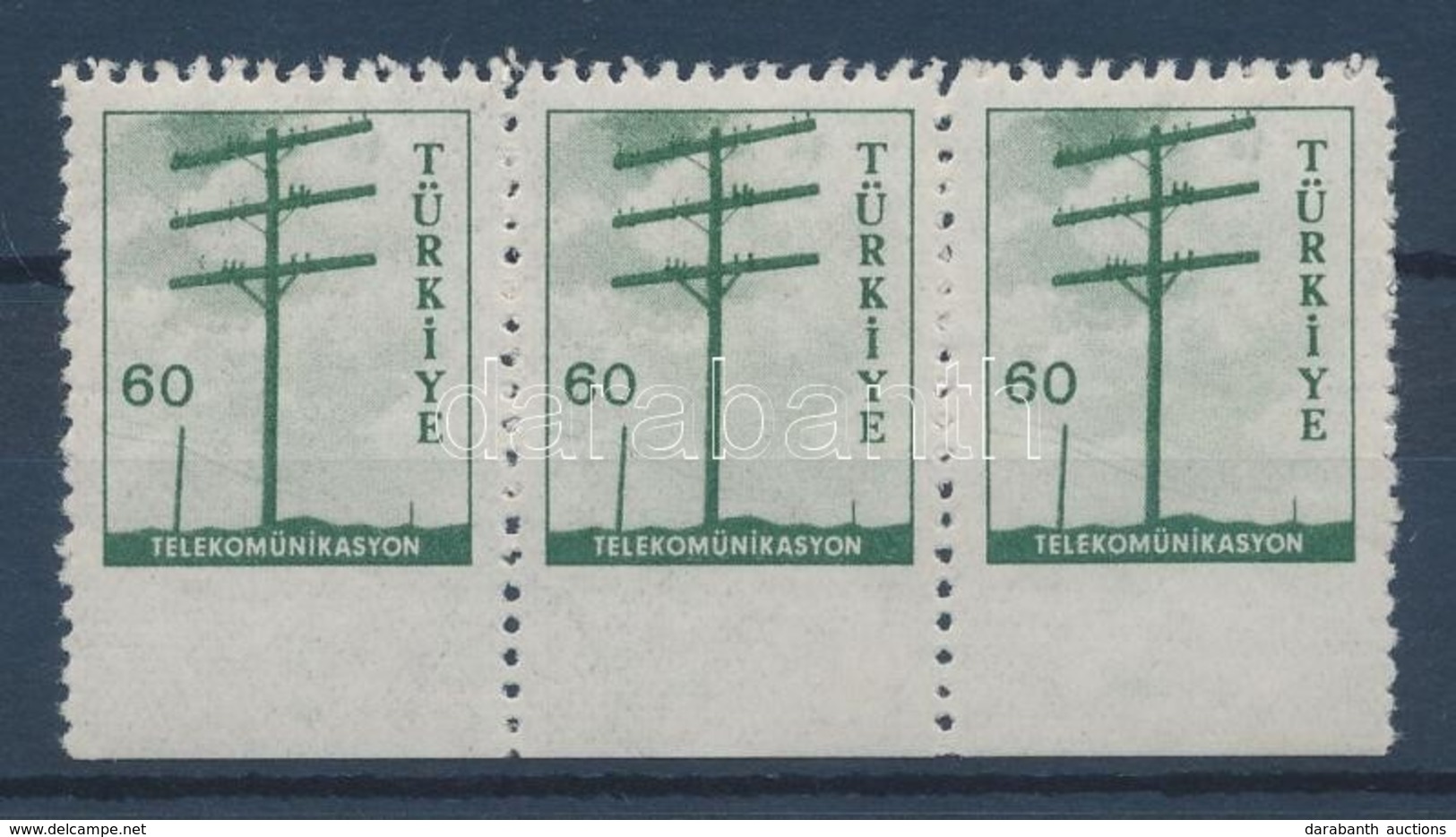 ** 1959 Mi 1704 Alul Fogazatlan ívszéli Hármascsík / Stripe Of 3 Imperforate Below - Autres & Non Classés