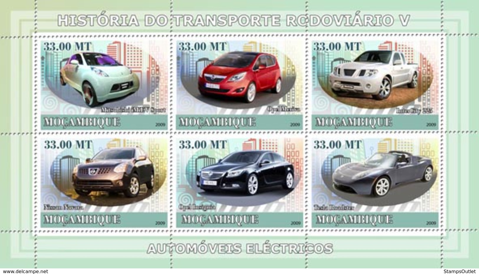 Mozambique 2009 MNH - History Of Road Transport V/ Electric Cars. YT 2524-2529, Mi 3149-3154 - Mosambik