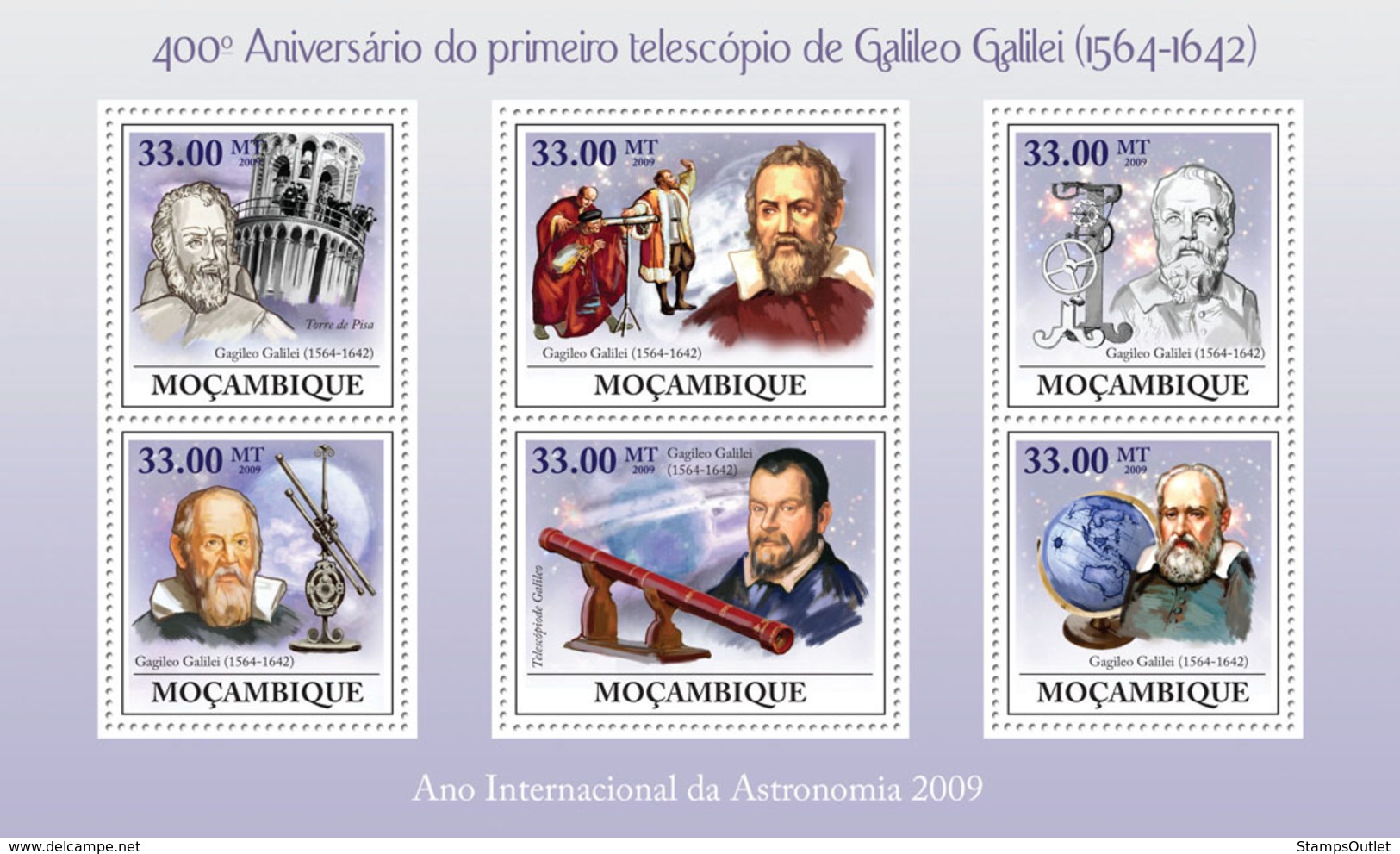 Mozambique 2009 MNH - 400th Anniversary Of The Telescope Of Galileo. Sc 1888, YT 2806-2811, Mi 3371-3376 - Mozambico