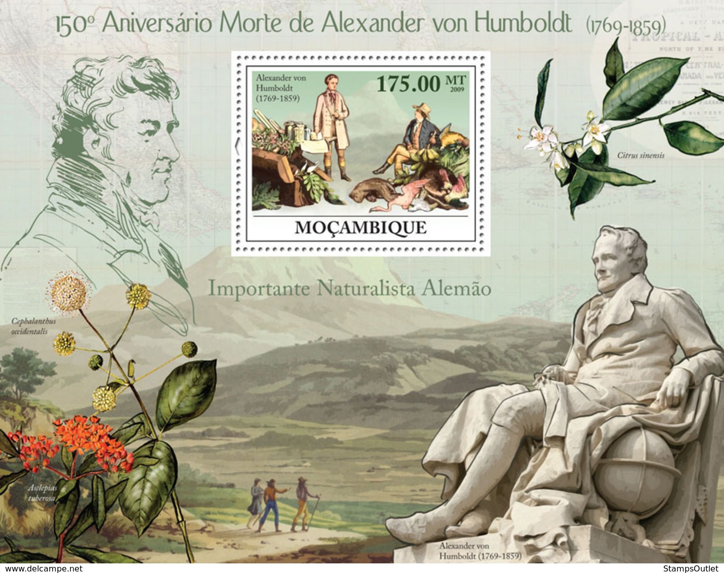 Mozambique 2009 MNH - 150th Anniversary Of Death Of Alexander Von Humboldt. Sc 1925, YT 205, Mi 3426/BL282 - Mosambik