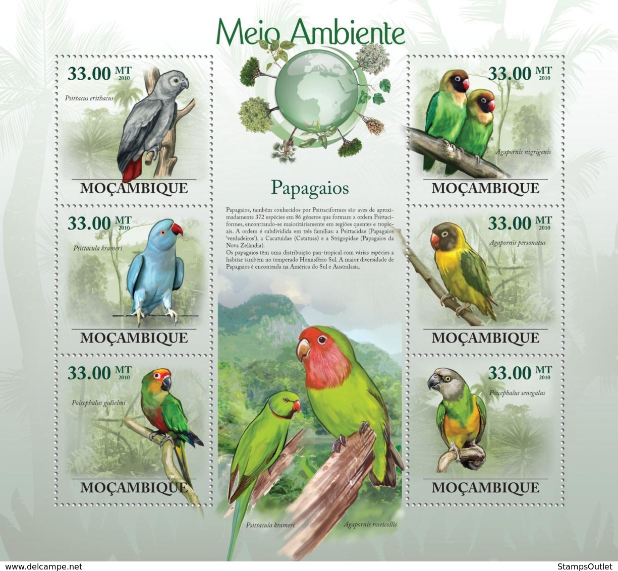 Mozambique 2010 MNH - Parrots. Sc 1948, YT 2914-2919, Mi 3507-3512 - Mozambique