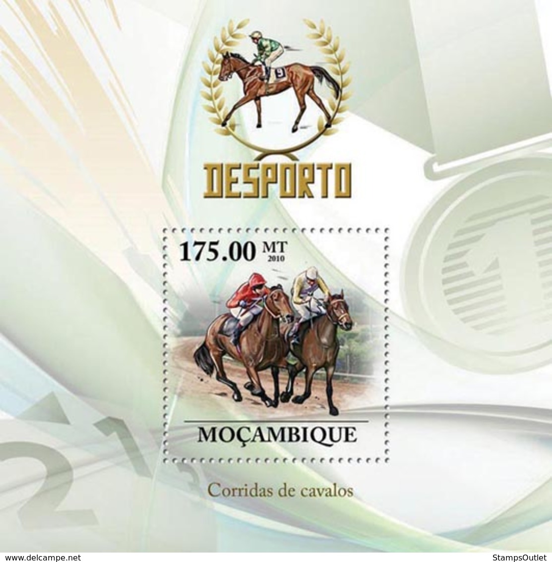 Mozambique 2010 MNH - Horse Racing. Sc 2032, YT 277, Mi 3792/BL335 - Mozambique