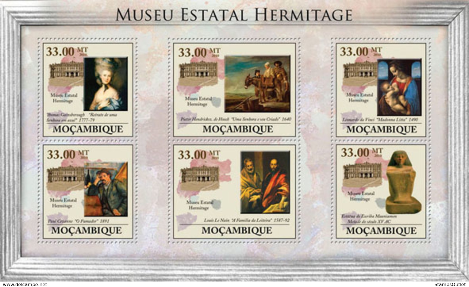 Mozambique 2010 MNH - State Hermitage Museum (Paintings, Statues). Sc 2086, YT 3290-3295, Mi 4010-4015 - Mosambik