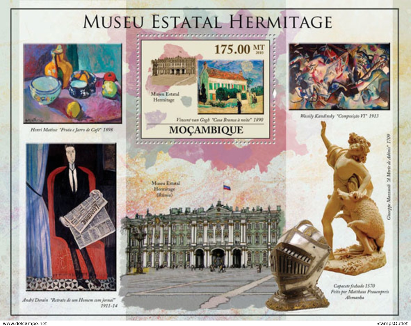 Mozambique 2010 MNH - State Hermitage Museum (Paintings, Statues). Sc 2099, YT 306, Mi 4038/BL368 - Mosambik