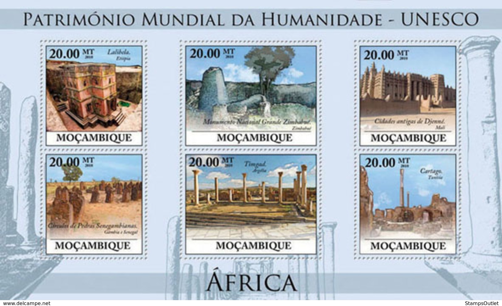 Mozambique 2010 MNH - World Heritage Site UNESCO Africa I. Sc 2050, YT 3194-3199, Mi 3866-3871 - Mozambique