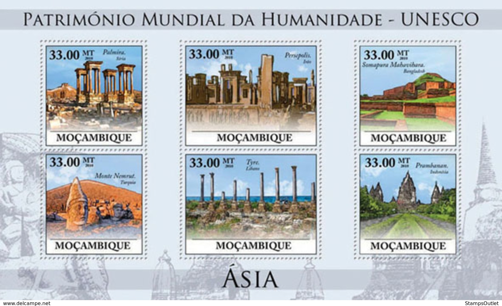 Mozambique 2010 MNH - World Heritage Site UNESCO Asia I. Sc 2058, YT 3212-3217, Mi 3896-3901 - Mozambique