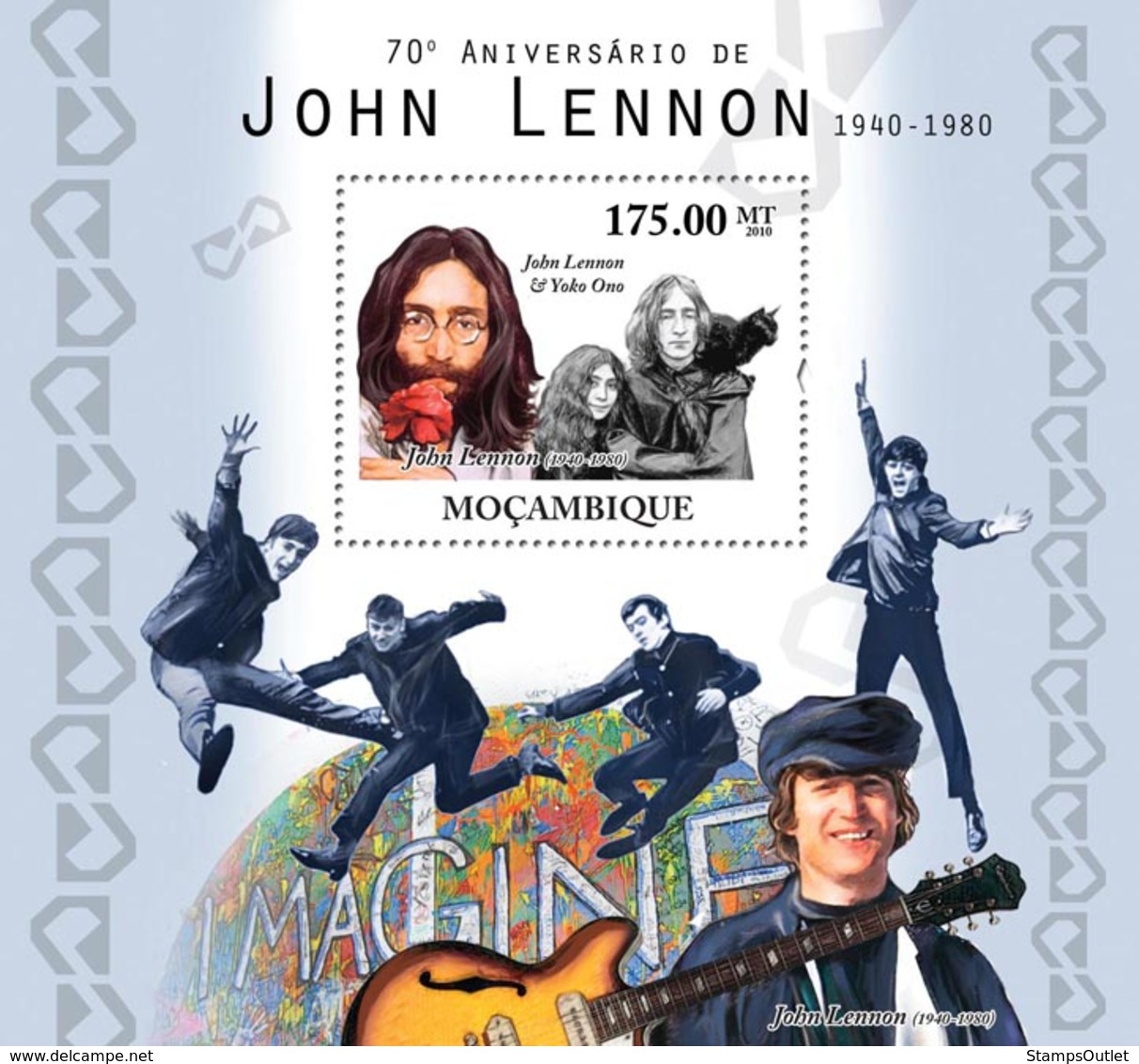 Mozambique 2010 MNH - 70th Anniversary Of John Lennon (1940-1980). Sc 2115, YT 316, Mi 4219/BL395 - Mozambique