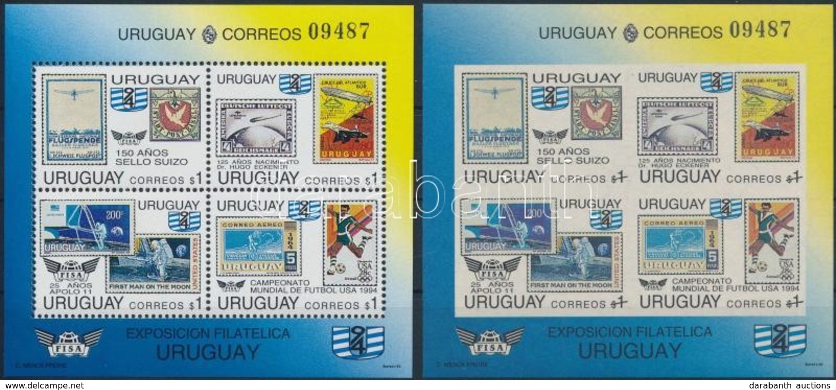 ** 1993 Bélyegkiállítás FISA 94 (I), Labdarúgó-világkupa 1994 Blokk + Vágott Blokk,
Stamp Exhibition  FISA 94 (I), Footb - Otros & Sin Clasificación