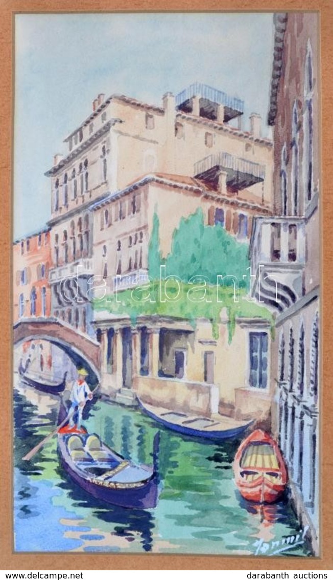 Janmil Jelzéssel: Velencei Utcarészlet. Akvarell, Papír-karton, 35×30 Cm - Otros & Sin Clasificación