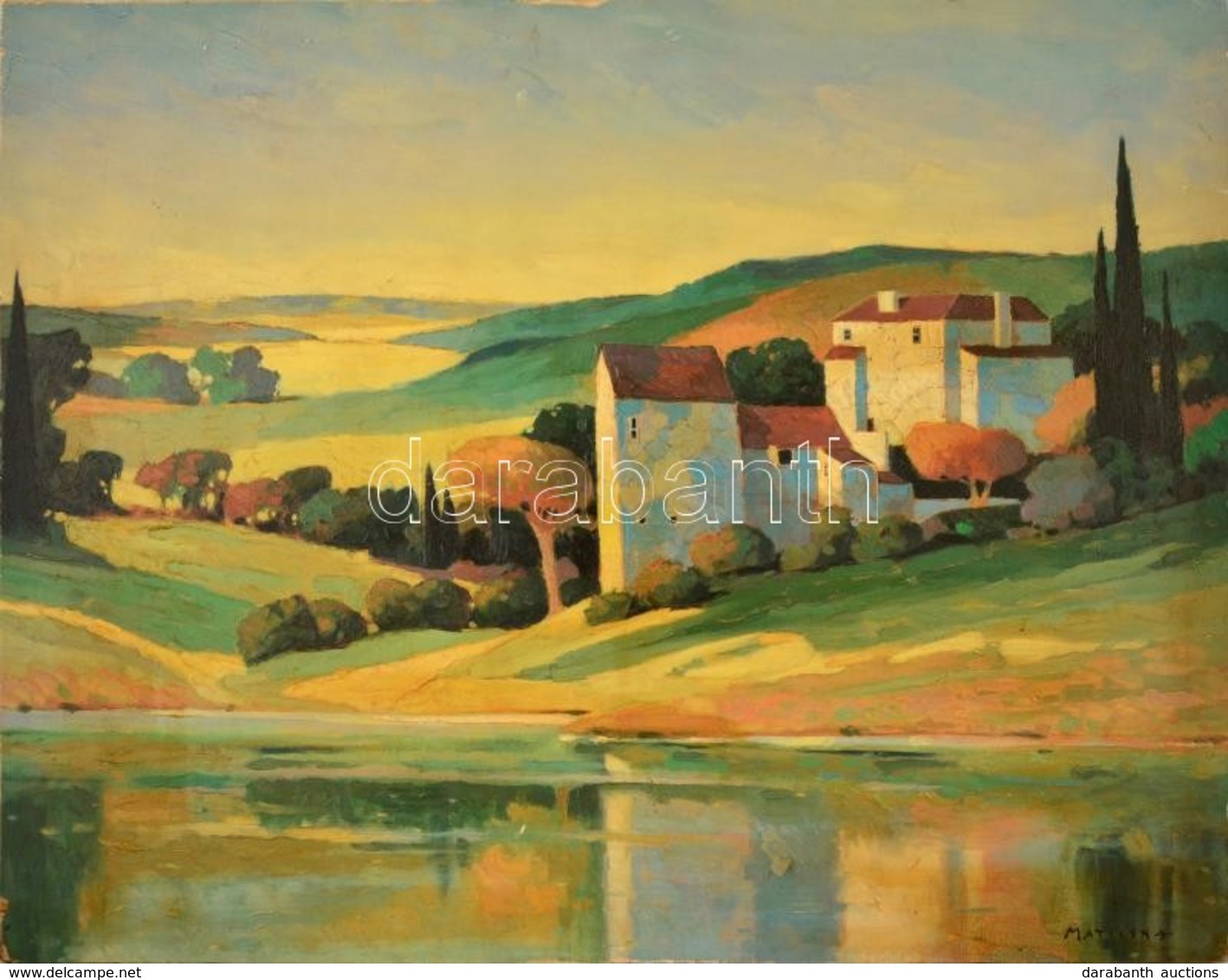 Maticska Jelzéssel: Olasz Táj. Olaj, Vászon, 80×101 Cm - Otros & Sin Clasificación