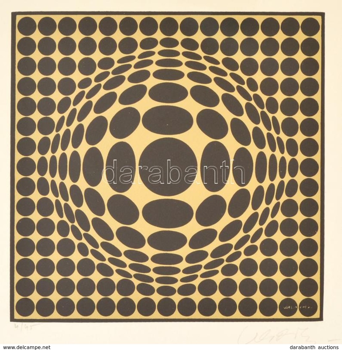 Vasarely Victor (1908-1997): Vega. Szitanyomat (4/45), Papír, Jelzett, üvegezett Keretben, 17×17 Cm - Otros & Sin Clasificación