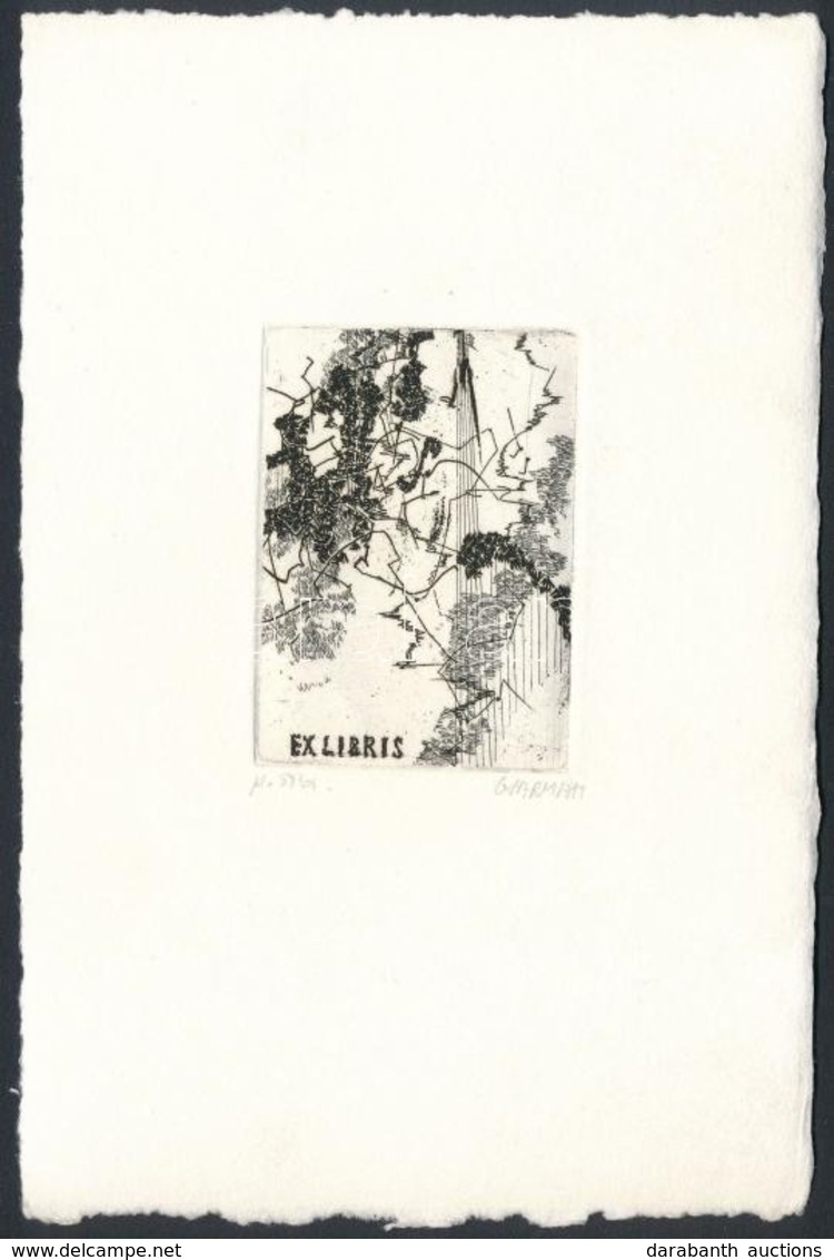 Gyarmati Lea (1938-): Ex Libris. Rézkarc, Papír, Jelzett, 7×5 Cm - Otros & Sin Clasificación