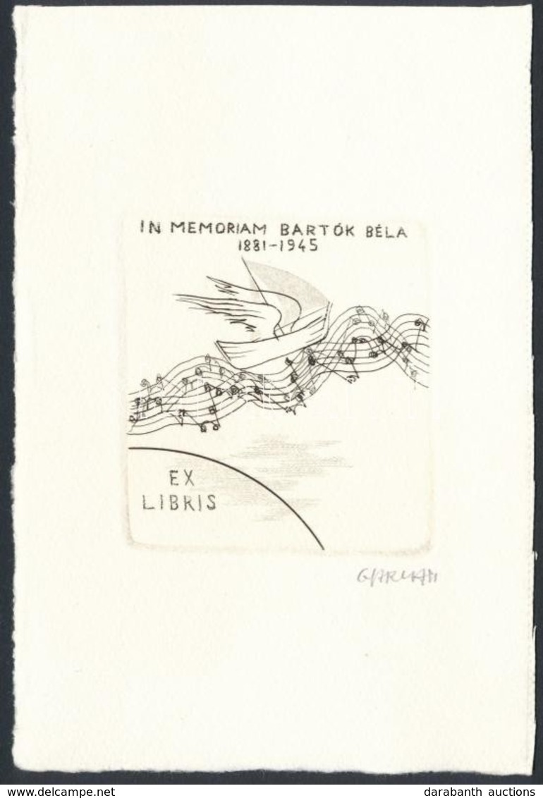 Gyarmati Lea (1938-): Ex Libris In Memoriam Bartók Béla. Rézkarc, Papír, Jelzett, 7,5x6,5 Cm - Otros & Sin Clasificación