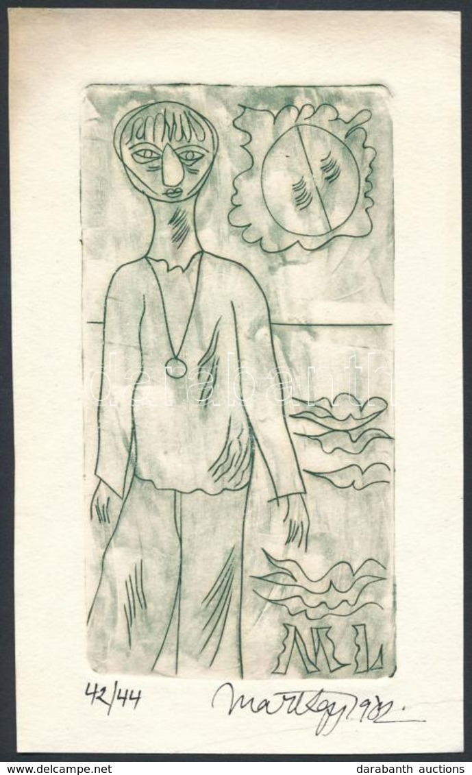 Mart Lepp (1947-): Ex Libris. Rézkarc, Papír, Sorszámozott, Jelzett, 14×7.5 Cm - Otros & Sin Clasificación