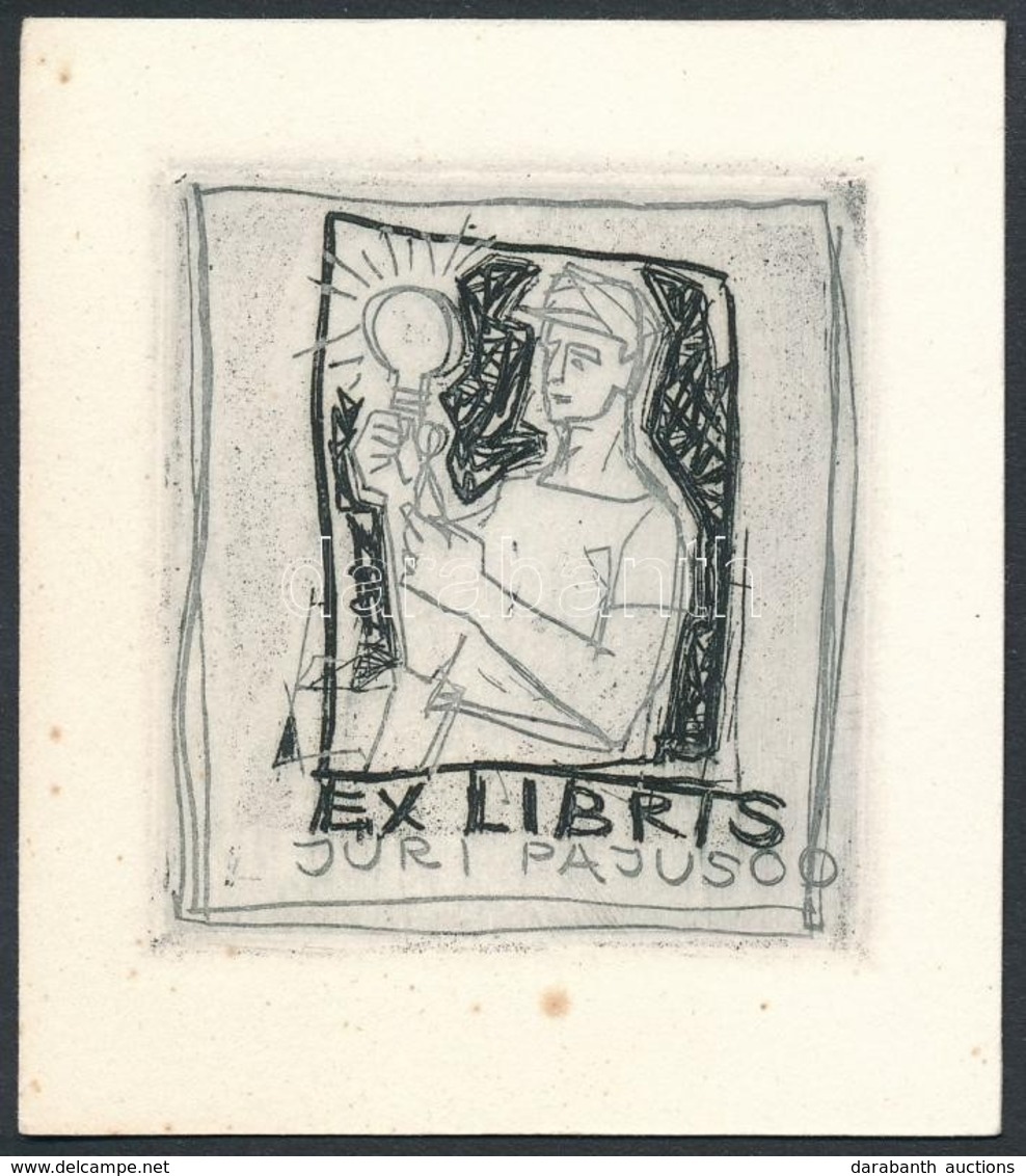 Vive Tolli (1928- ): Ex Libris Juri Pajusoo. Rézkarc, Papír, Pecséttel Jelzett, 6.5×6 Cm - Otros & Sin Clasificación