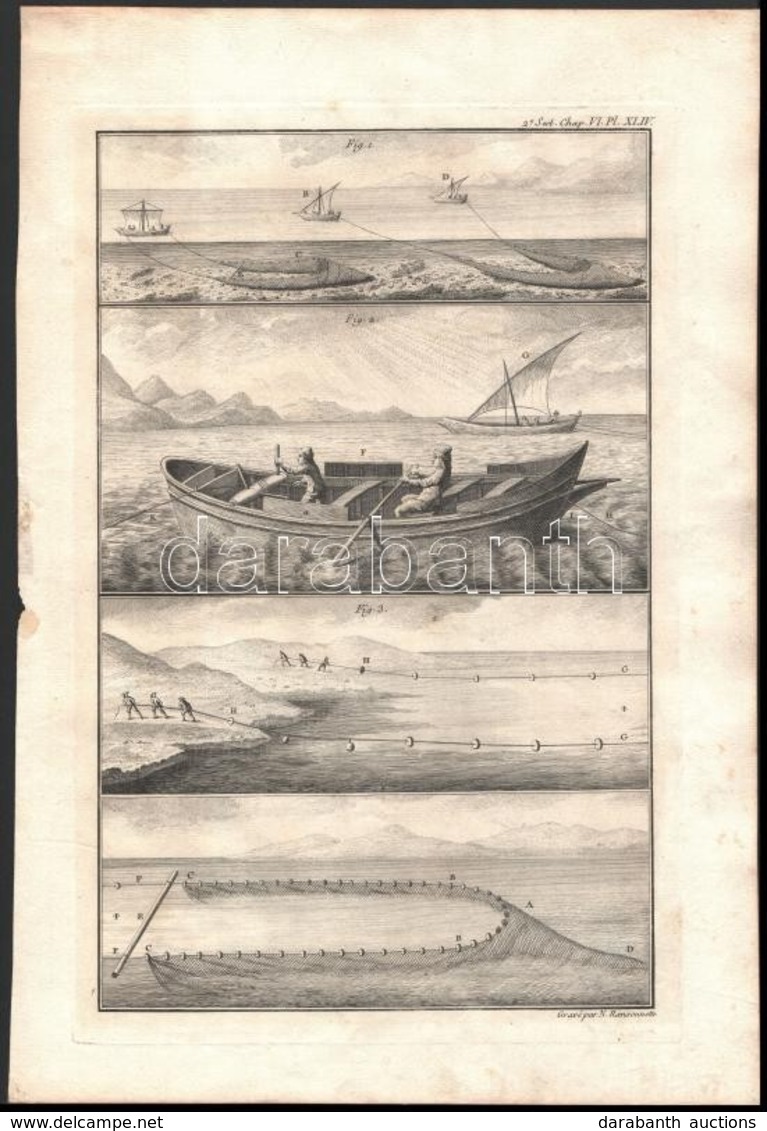 Cca 1770-1780 3 Db Halászati Témájú Rézmetszet, Kettő Metszője (Pierre Nicolas Ransonette (1745-1810), P. L. Cor (?-?),  - Estampas & Grabados