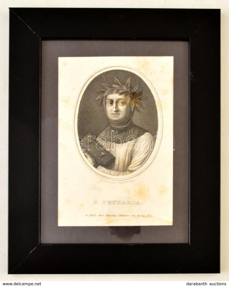 Petrarca, Rézmetszet, Hopwood, Baudrey Library, Paris, Keretben, 14×9 Cm - Estampas & Grabados