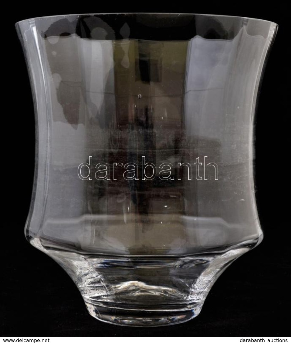 Dekoratív Fújt üveg Kaspó, Jelzés Nélkül, Hibátlan, M:25 Cm, D:22,5 Cm - Vidrio & Cristal