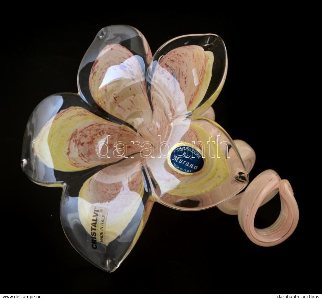 Muranoi üveg Virág, Többrétegű, Matricával Jelzett, 14×10×11 Cm - Vidrio & Cristal