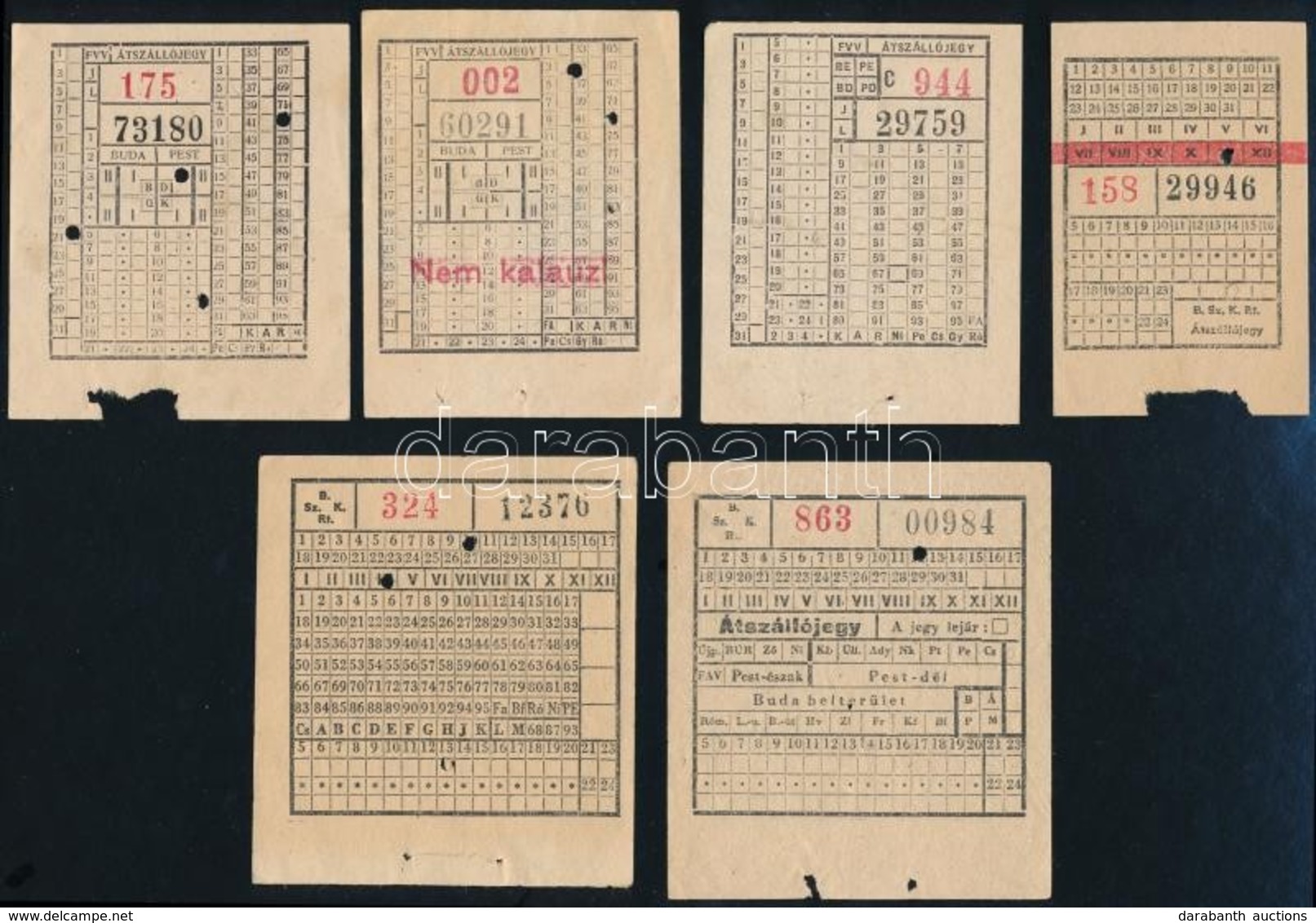 Cca 1940 8 Db Különböző BSZKRt átszállójegy - Sin Clasificación